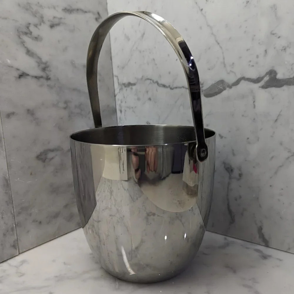 Vintage 1970's 18/10 stainless steel ice bucket, Made in Italy